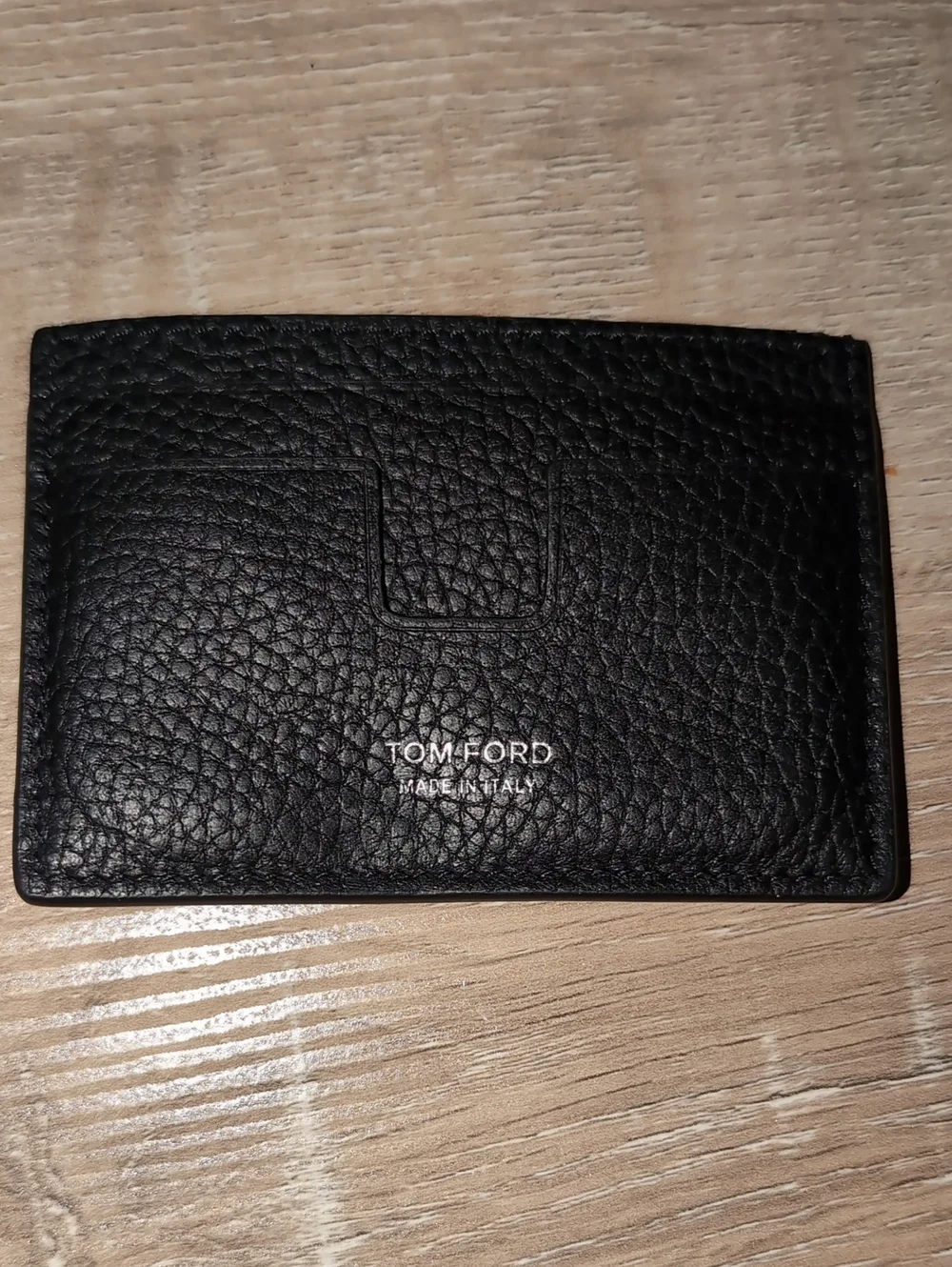 Tom Ford Black Pebbled Leather Slim Card Case